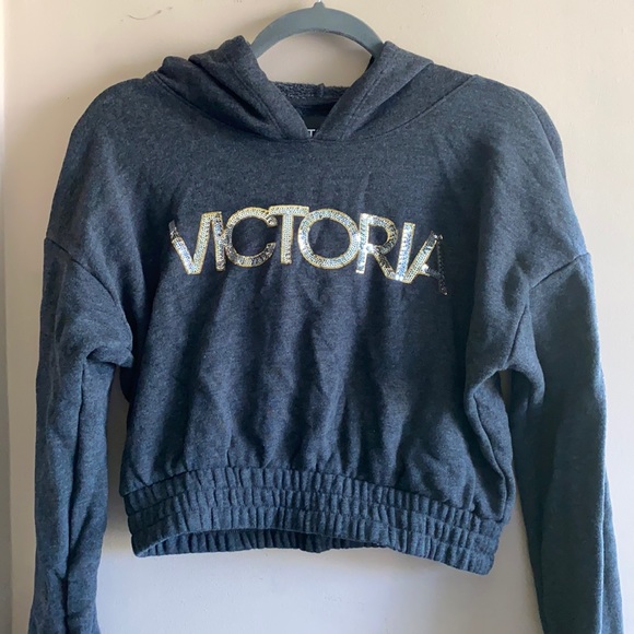 NWOT VICTORIA’S SECRET cropped sequin hoodie - Picture 2 of 6